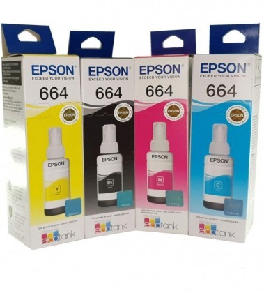 Epson 664-B 664-C 664-M 664-Y Genuine Ink Bottle Set